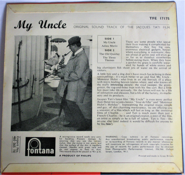 Franck Barcellini – Original Sound Track Of The Jacques Tati Film “My Uncle” (1958) – Foto 1