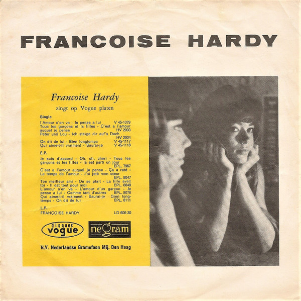 Françoise Hardy – L'amour S'en Va / Je Pense A Lui (1963) – Foto 1