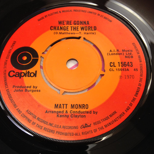 Matt Monro – We're Gonna Change The World (1970) – Hoes