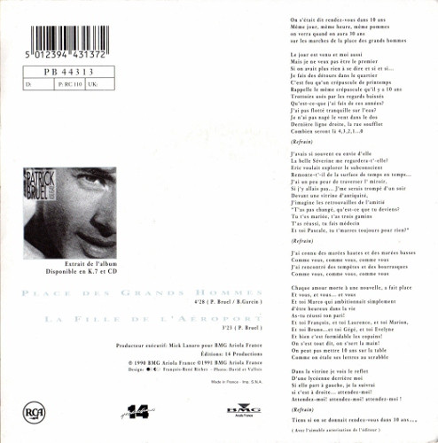 Patrick Bruel – Place Des Grands Hommes... (1990) – Foto 3