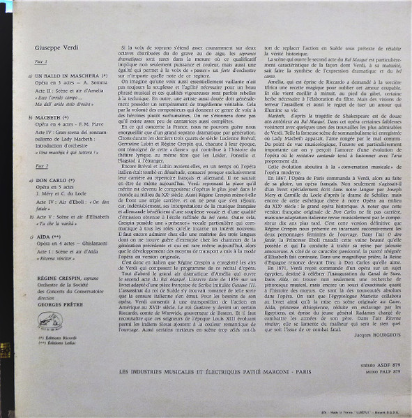 Régine Crespin – Macbeth ● Un Ballo In Maschera ● Don Carlo ● Aida – Foto 3