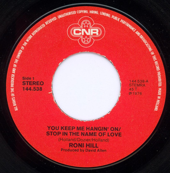 Roni Hill – You Keep Me Hanging On / Stop! In The Name Of Love (1976) – Foto 2