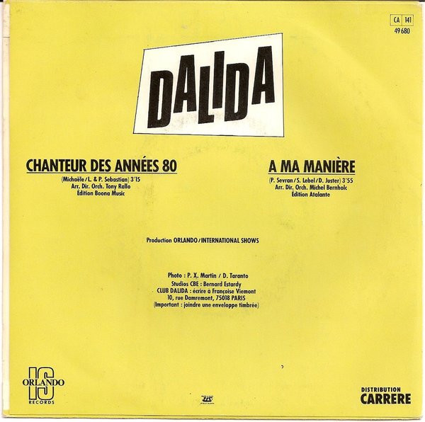 Dalida – Chanteur Des Années 80 / A Ma Manière (1980) – Foto 3