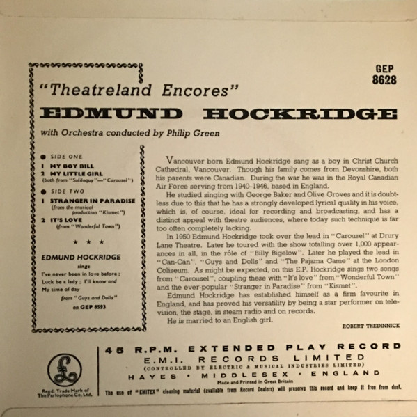 Edmund Hockridge – Theatreland Encores (1957) – Foto 3