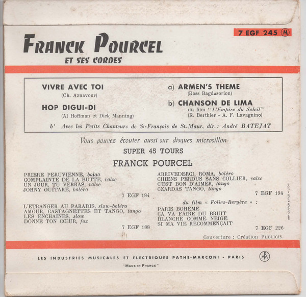 Franck Pourcel And His French Strings – Vivre Avec Toi (1957) – Foto 3