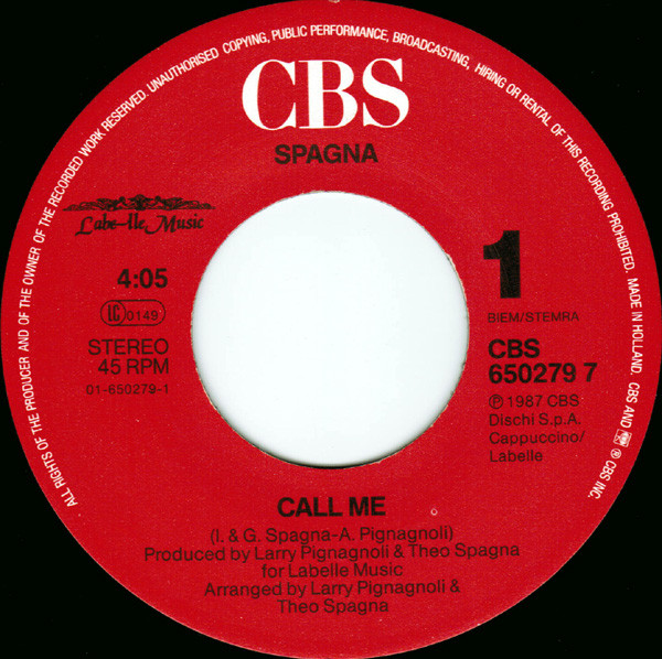 Ivana Spagna – Call Me (1987) – Foto 2