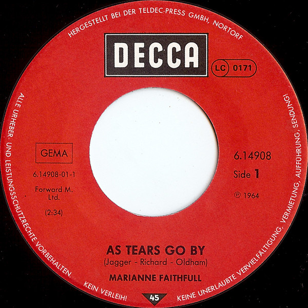 Marianne Faithfull – As Tears Go By / Yesterday (1987) – Foto 2