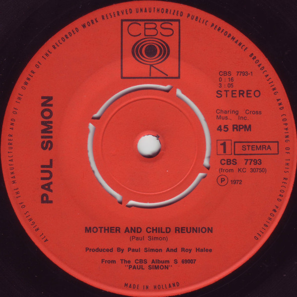 Paul Simon – Mother And Child Reunion / Paranoia Blues (1972) – Foto 2