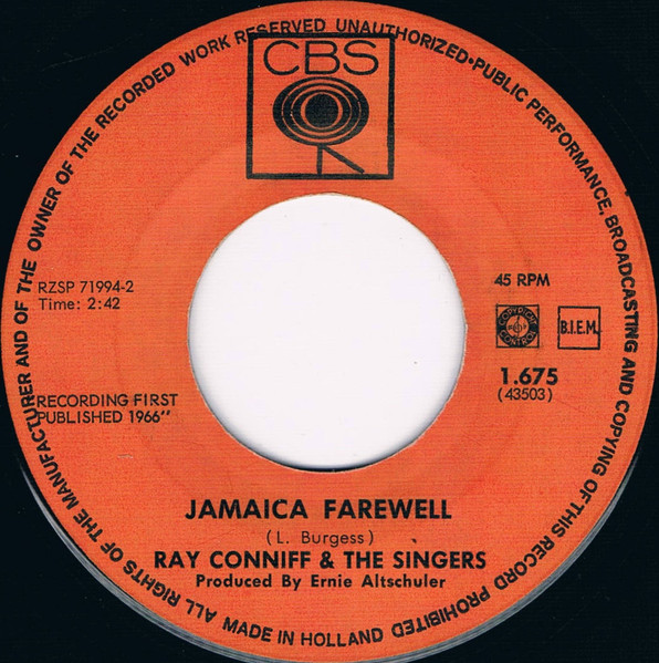 Ray Conniff And The Singers – The Sheik Of Araby / Jamaica Farewell (1966) – Foto 1