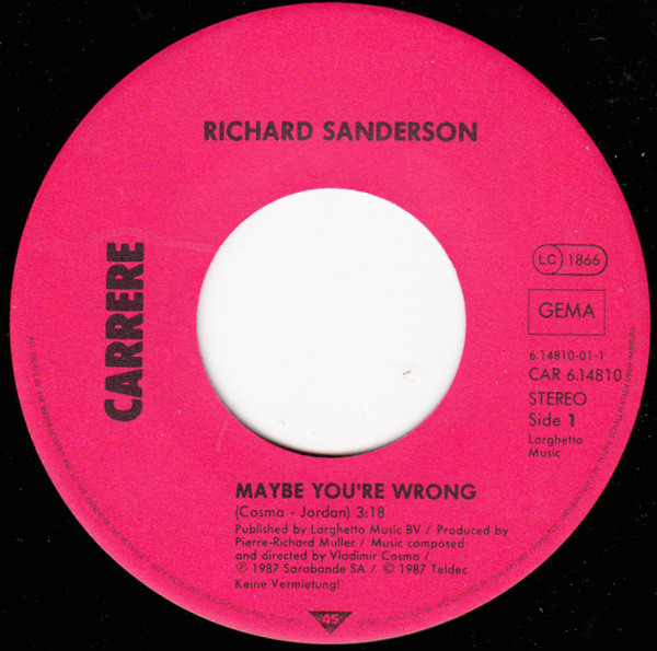 Richard Sanderson – Maybe You're Wrong (1987) – Foto 2