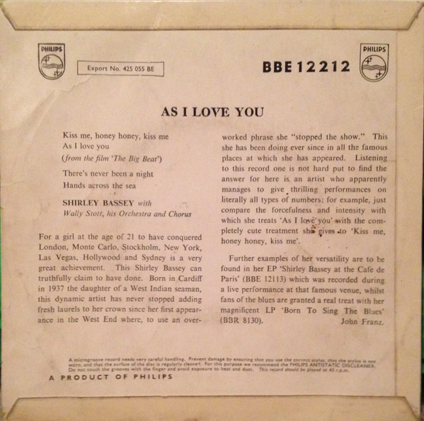 Shirley Bassey – As I Love You (1958) – Foto 3