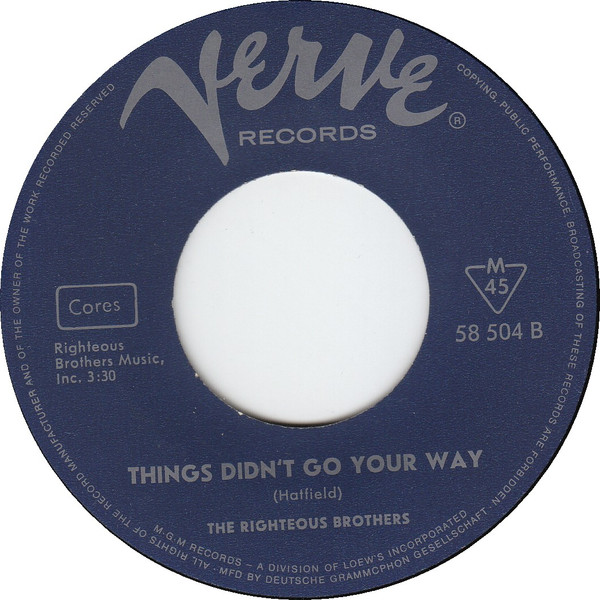 The Righteous Brothers – Go Ahead And Cry / Things Didn't Go Your Way (1966) – Foto 1