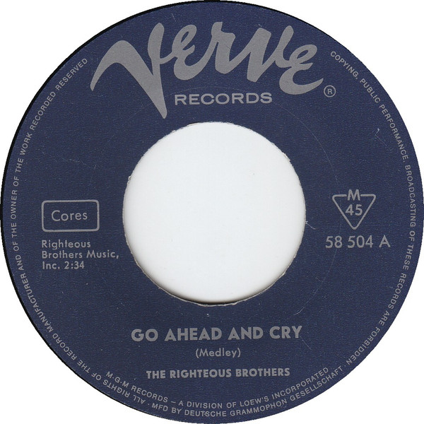 The Righteous Brothers – Go Ahead And Cry / Things Didn't Go Your Way (1966) – Foto 2