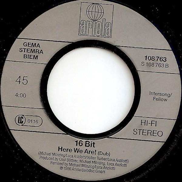 16 Bit – Where Are You? (Remix (We Know The Way)) (1986) – Foto 1