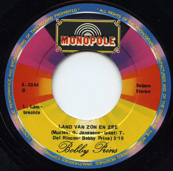 Bobby Prins – Het Lied Voor Erwin Van Den Bergh (1984) – Foto 1