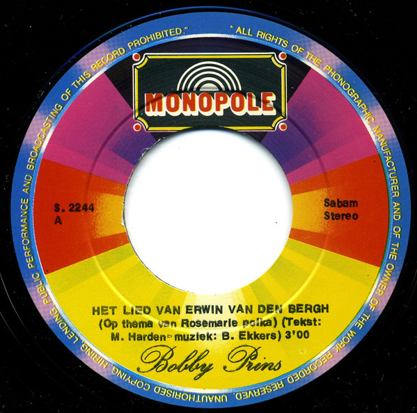 Bobby Prins – Het Lied Voor Erwin Van Den Bergh (1984) – Foto 2