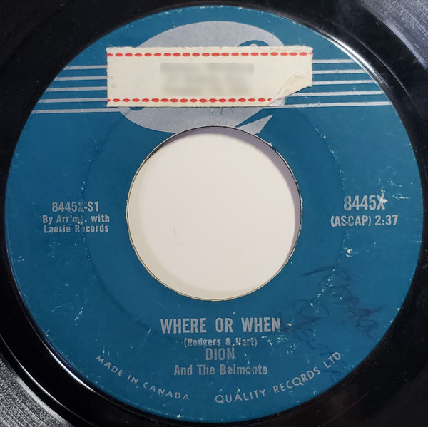Dion & The Belmonts – Where Or When (1959) – Hoes