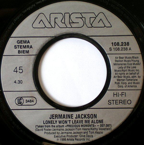 Jermaine Jackson – Lonely Won't Leave Me Alone (1986) – Foto 2