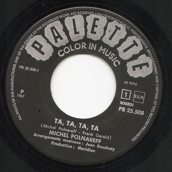 Michel Polnareff – Ta, Ta, Ta, Ta / Le Pauv' Guitariste (1967) – Foto 2