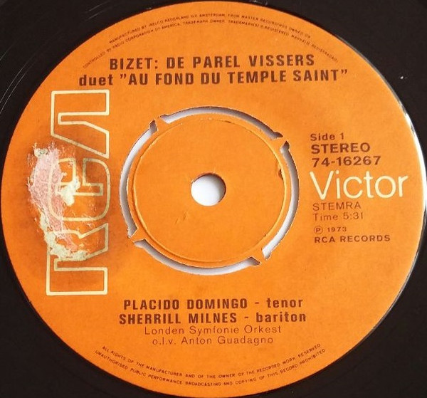 Placido Domingo – Duet Parel Vissers (1973) – Hoes