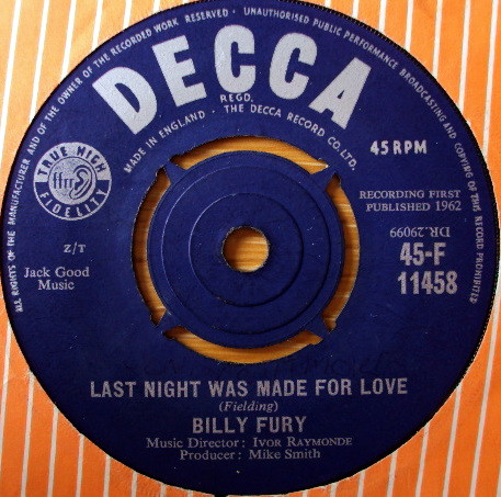 Billy Fury – Last Night Was Made For Love (1962) – Hoes