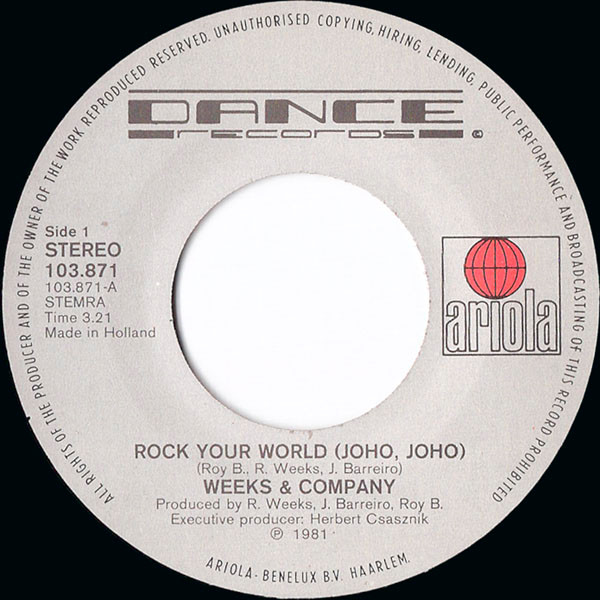 Weeks & Co. – Rock Your World (Joho, Joho) (1981) – Hoes