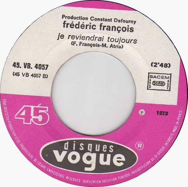 Frédéric François – Je Voudrais Dormir Près De Toi (1972) – Hoes
