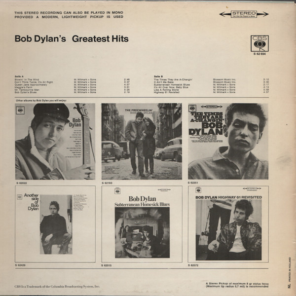 Bob Dylan – Bob Dylan's Greatest Hits – Hoes