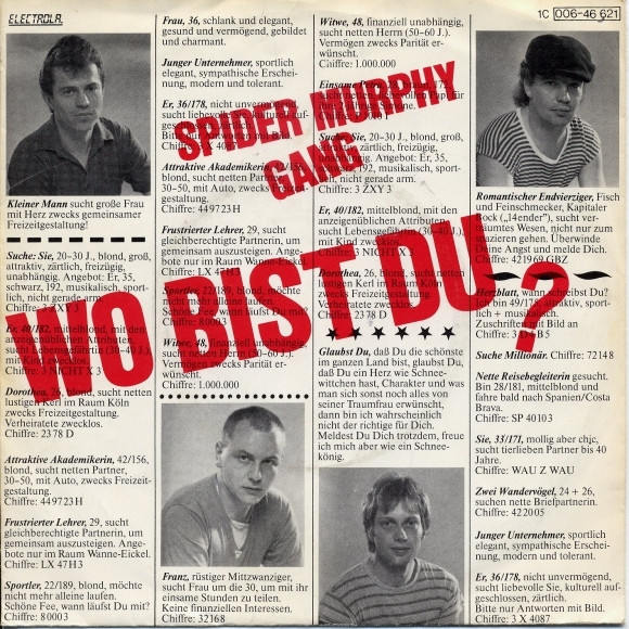 Spider Murphy Gang – Wo Bist Du? (1982) – Hoes