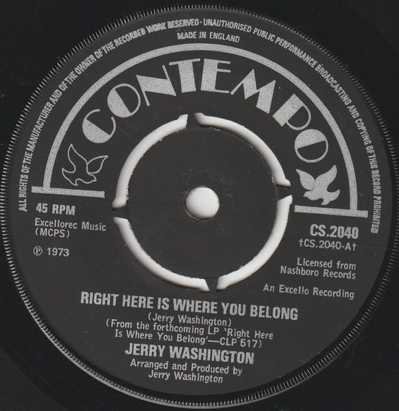 Jerry Washington – Right Here Is Where You Belong / In My Life I've Loved (1973) – Hoes