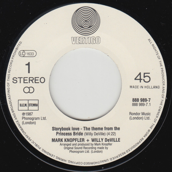 Mark Knopfler – Storybook Love (Theme From The Princess Bride) (1987) – Foto 2