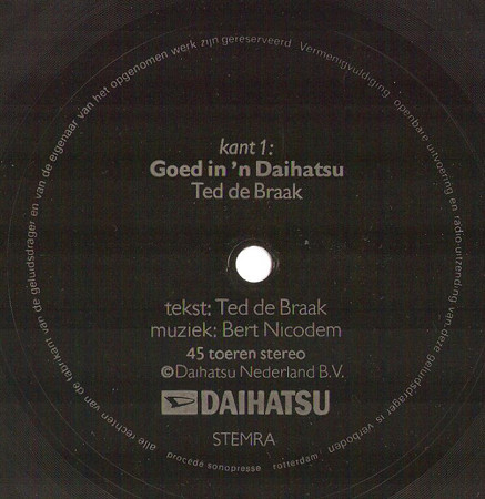 Ted De Braak – Goed In 'N Daihatsu (1981) – Hoes