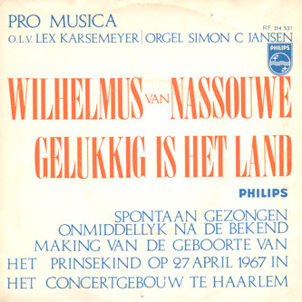 Pro Musica Bussum – Wilhelmus van Nassouwe (1967) – Hoes
