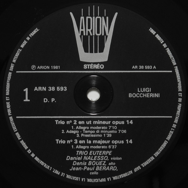 Luigi Boccherini – Trios N° 2, 3 Et 4 De L'Opus 14 (1981) – Hoes