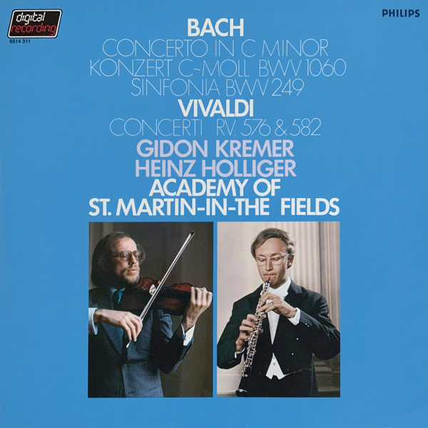 Johann Sebastian Bach – Concerto In C Minor = Konzert C~moll BWV 1060, Sinfonia BWV 249 / Concerti RV. 576 & 582 (1984) – Hoes