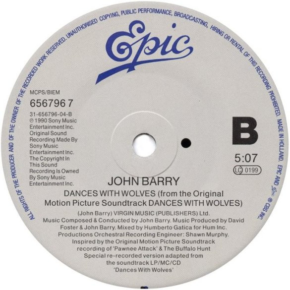 John Barry – The John Dunbar Theme (From The Original Motion Picture Soundtrack Dances With Wolves) (1991) – Foto 1