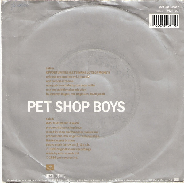 Pet Shop Boys – Opportunities (Let's Make Lots Of Money) (1986) – Foto 3