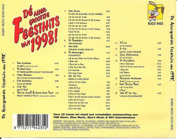 Various – De Allergrootste Feesthits Van 1998! (1998) – Foto 1