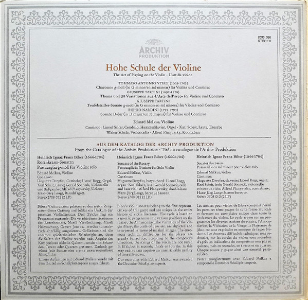 Tomaso Antonio Vitali – Hohe Schule Der Violine = The Art Of Playing On The Violin = L’Art Du Violon (1972) – Foto 3
