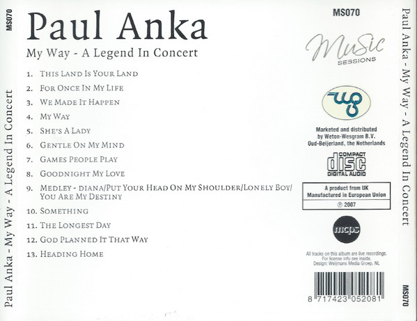 Paul Anka – My Way - A Legend In Concert (2007) – Hoes