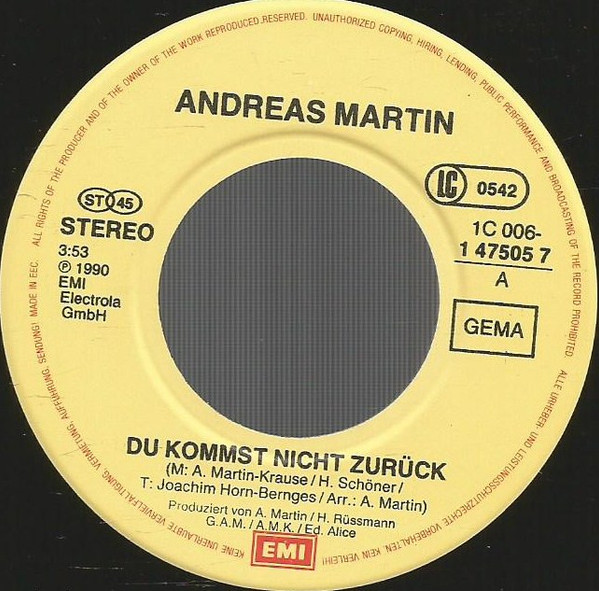 Andreas Martin (2) - Du Kommst Nicht Zurück