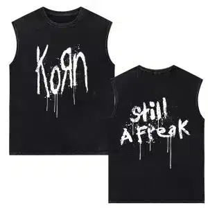 Korn Muziek Concert Rock Band World Tour Vest T-Shirt Mannen Metal Gothic Oversized Vintage Gewassen Tank Tops Katoen Mouwloze T-Shirts