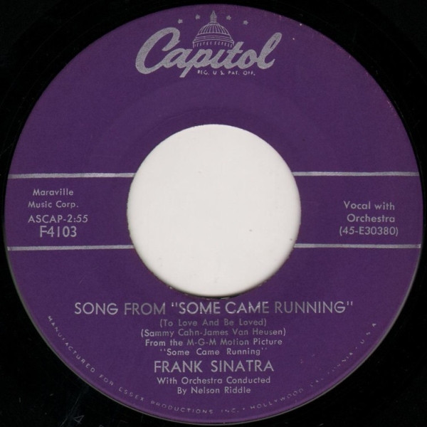 Frank Sinatra – Song From "Some Came Running" (To Love And Be Loved) / No One Ever Tells You (1958) – Hoes
