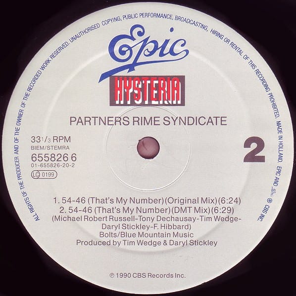Partners Rime Syndicate – 54-46 (That's My Number) (1990) – Foto 1
