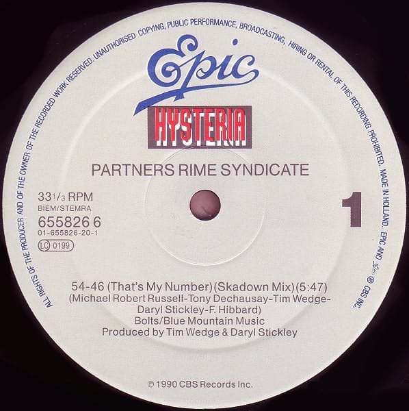 Partners Rime Syndicate – 54-46 (That's My Number) (1990) – Foto 2
