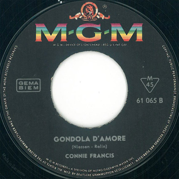 Connie Francis – Wenn Du Gehst / Gondola D'amore (1962) – Hoes