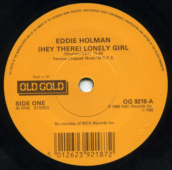 Eddie Holman – (Hey There)  Lonely Girl / Float On – Hoes