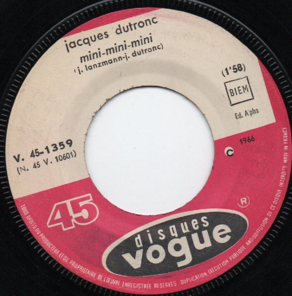Jacques Dutronc – Mini-Mini-Mini / Et Moi, Et Moi, Et Moi (1966) – Hoes