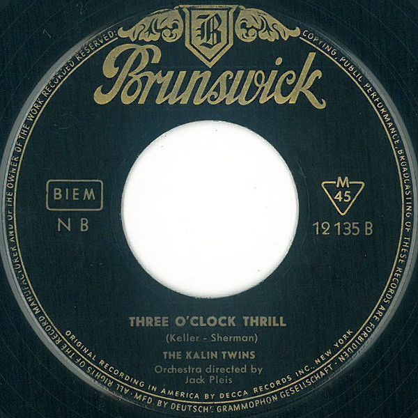 Kalin Twins – When / Three O'Clock Thrill (1958) – Hoes