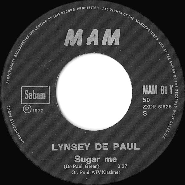 Lynsey De Paul – Sugar Me / Storm In A Teacup (1972) – Hoes